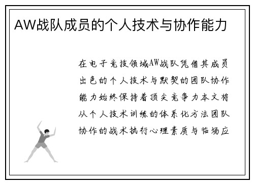 AW战队成员的个人技术与协作能力
